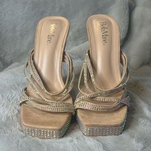 Nude Rhinestone Strappy Heels sz.7 Bella Marie